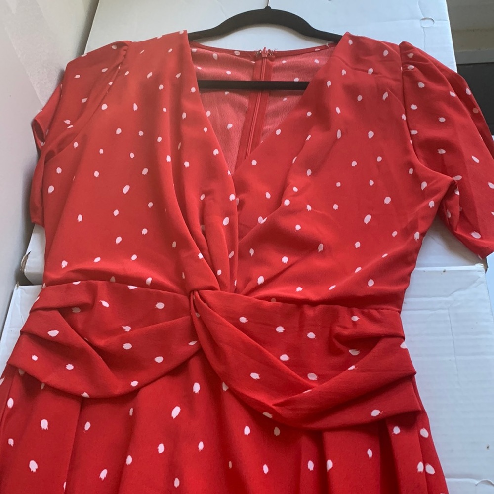 Red and white dress